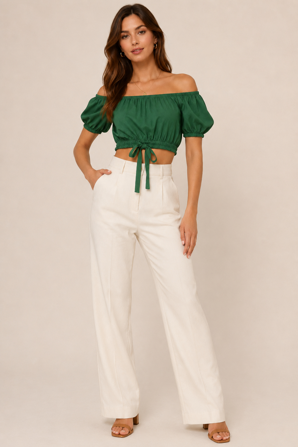 Yaka Lastikli Bel Bağlamalı Crop Bluz | Store