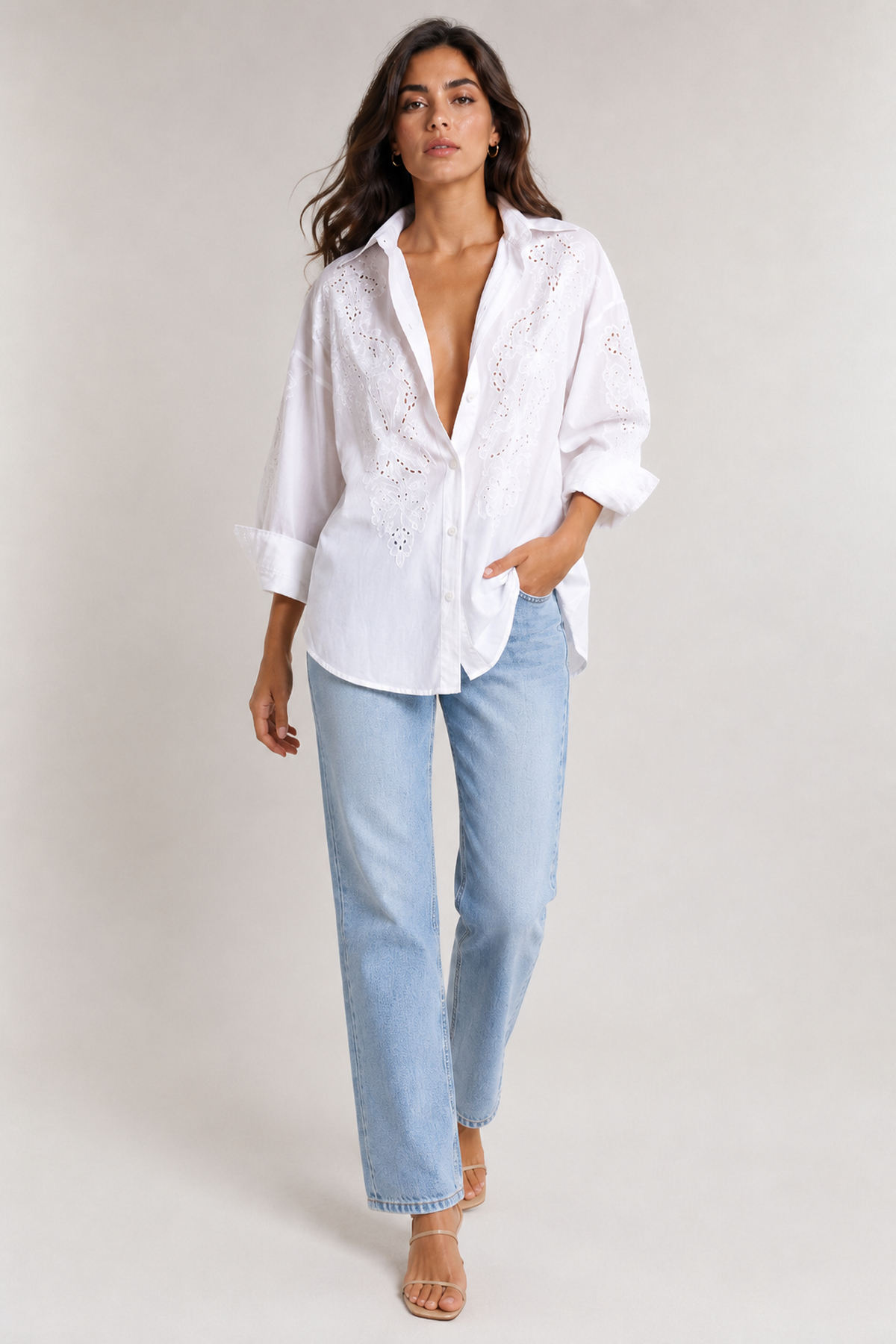 Nakışlı Oversize Gömlek | Store