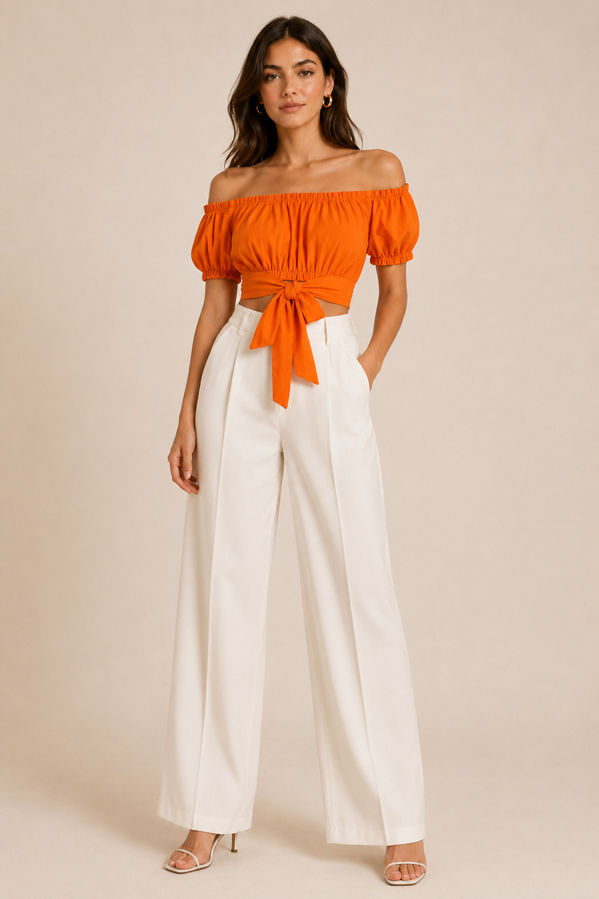 Yaka Lastikli Bel Bağlamalı Crop Bluz | Store