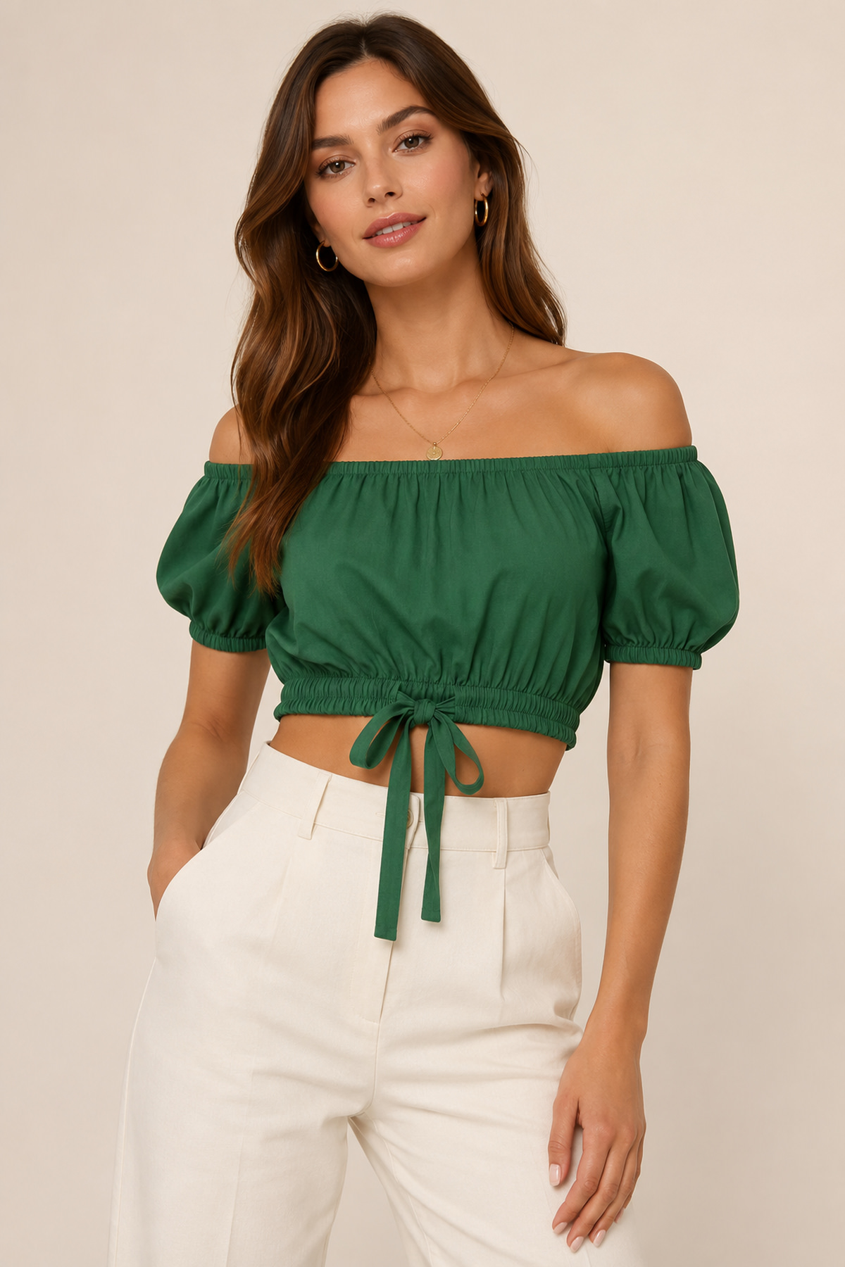 Yaka Lastikli Bel Bağlamalı Crop Bluz | Store