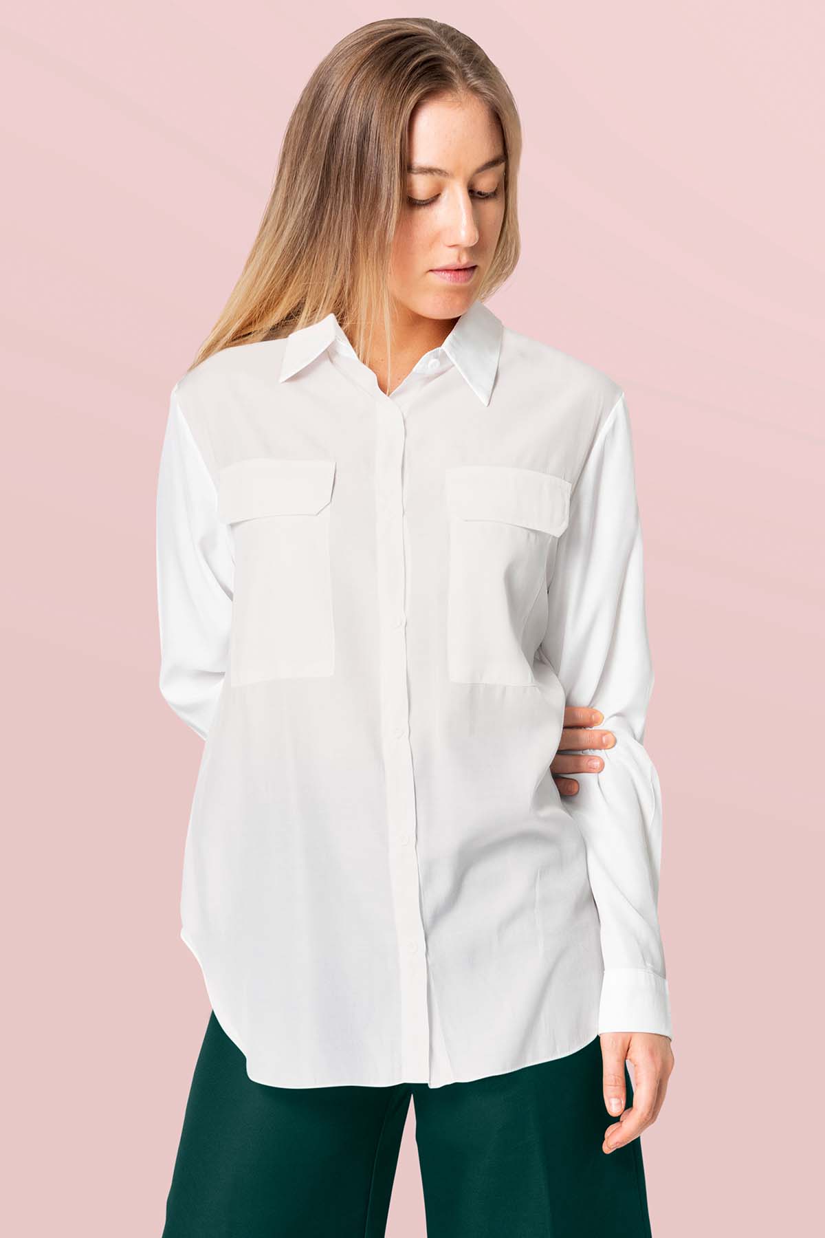 Gizli Düğmeli Cepsiz Salaş Gömlek | Store