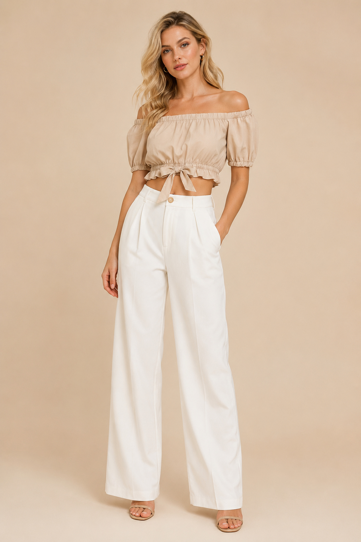 Yaka Lastikli Bel Bağlamalı Crop Bluz | Store