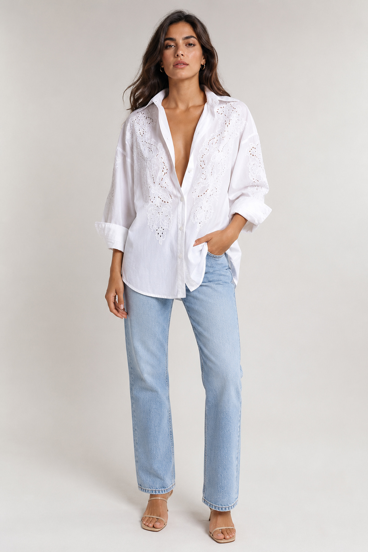 Nakışlı Oversize Gömlek | Store