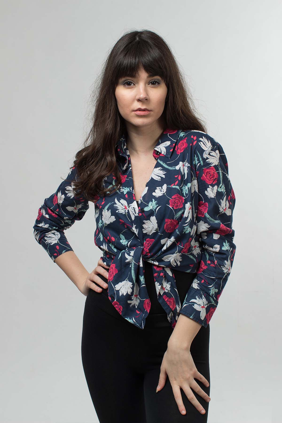 Çiçek Desenli Nakışlı Oversize Gömlek | Store
