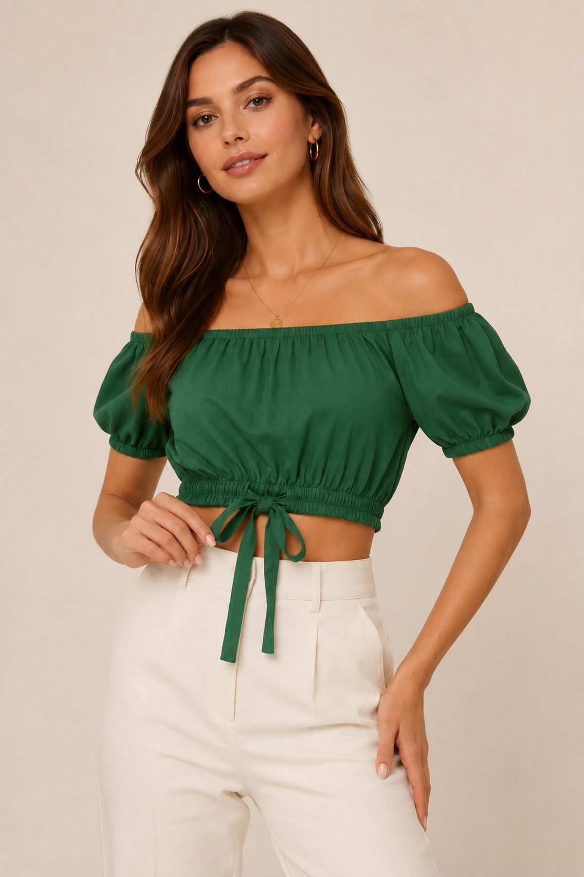 Yaka Lastikli Bel Bağlamalı Crop Bluz | Store
