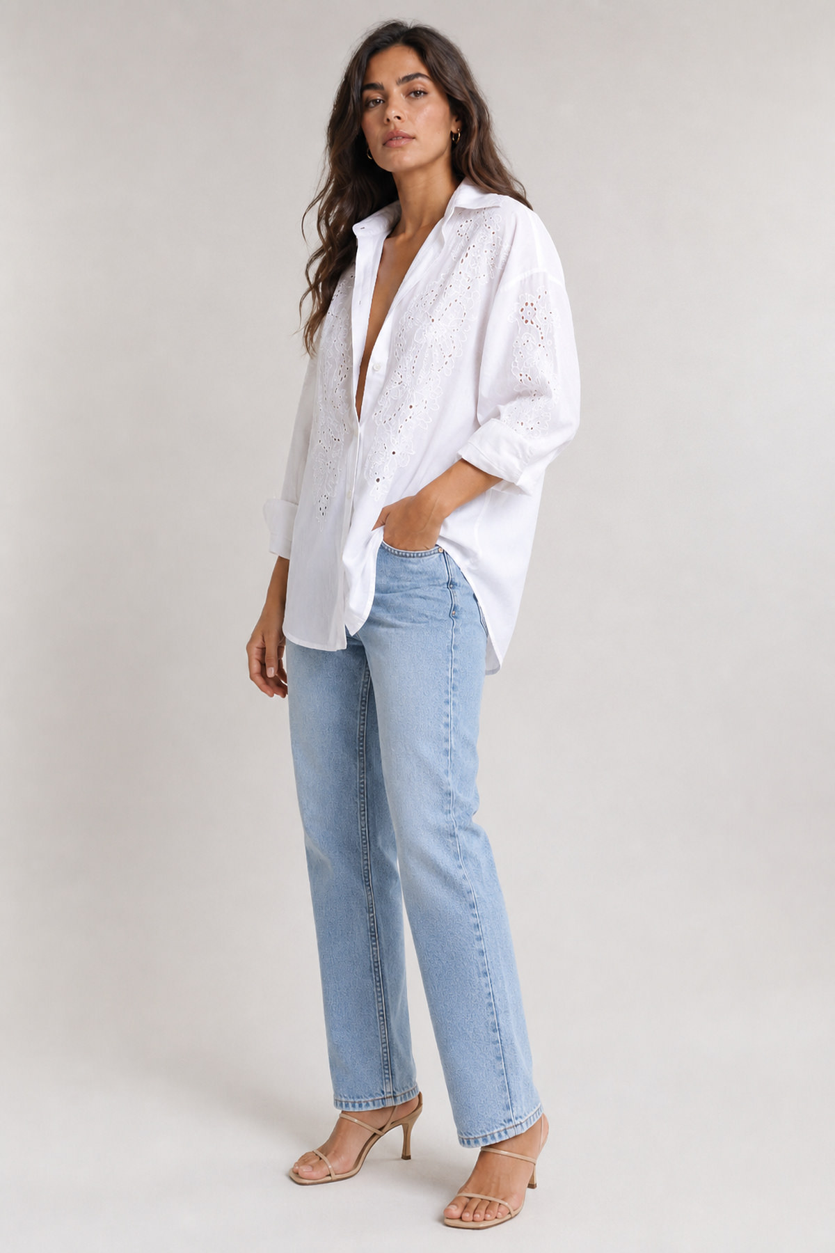 Nakışlı Oversize Gömlek | Store