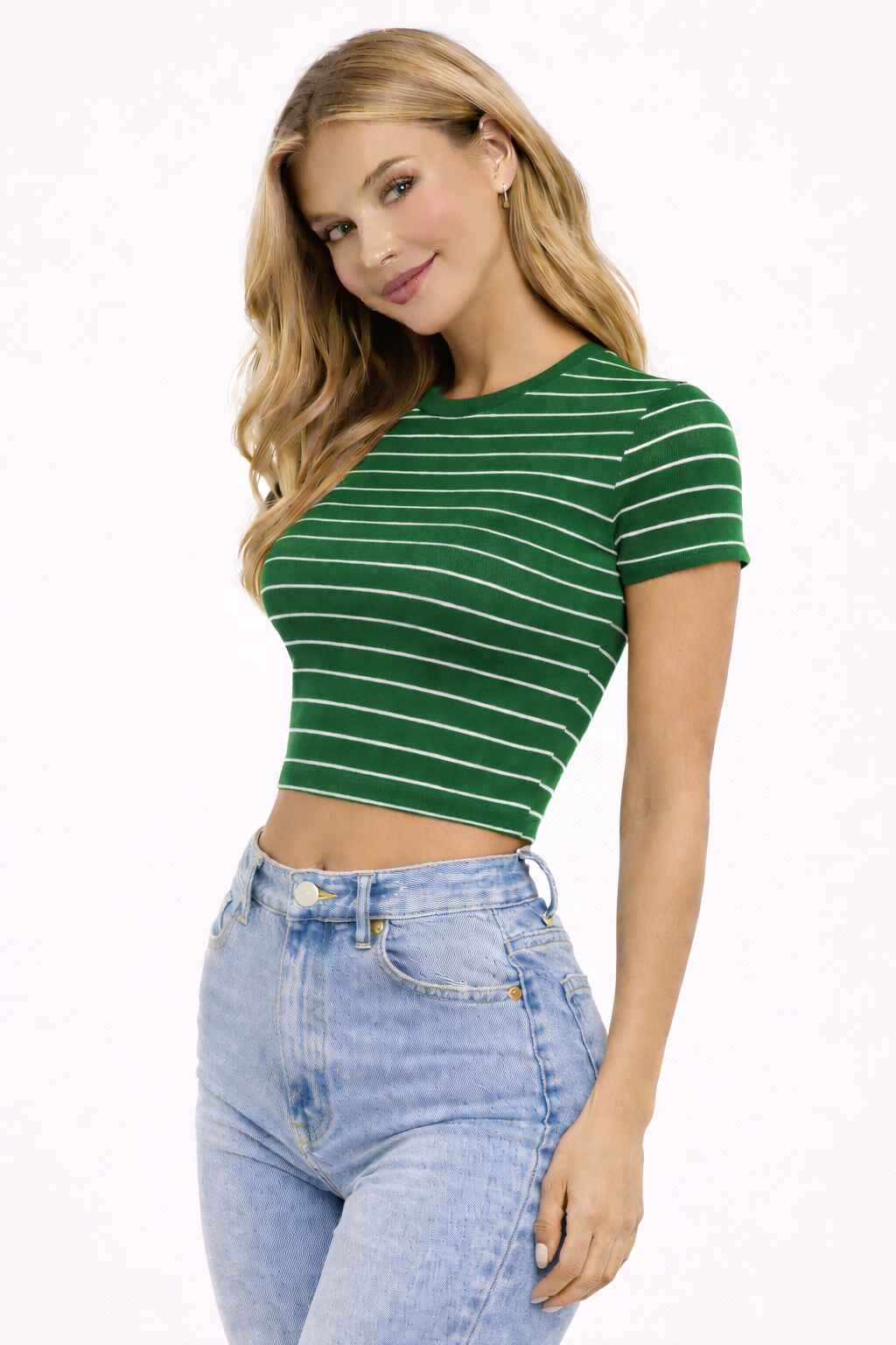 Bisiklet Yaka Çizgili Crop Bluz | Store