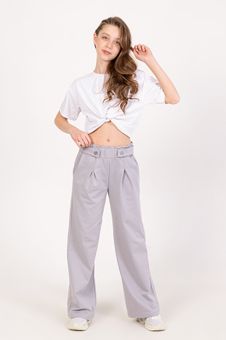 Kız Çocuk Düğme Detaylı Pantolon-41035353728