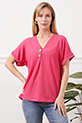 Düğme Detaylı Bluz / Pembe
