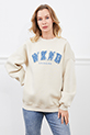 Kot Nakışlı Bisiklet Yaka Sweatshirt / Bej