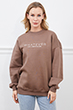 Whatever Baskılı Üç İplik Sweatshirt / Kahve