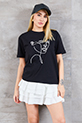 Silüet Nakışlı T-shirt / Siyah