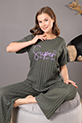 Fitilli Pijama Takımı / Haki