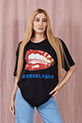 Dudak Baskılı T-shirt / Siyah
