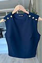 Düğme Detaylı Bluz / Lacivert