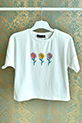 Kız Çocuk Çiçek Nakışlı T-shirt / Ekru