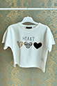 Kız Çocuk Kalp Baskılı T-shirt / Ekru