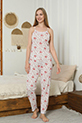 İp Askılı Pijama Takımı / Kırmızı-Beyaz