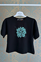 Kız Çocuk Çiçek Baskılı T-shirt / Siyah