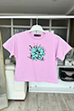 Kız Çocuk Çiçek Baskılı T-shirt / Lila