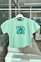 Kız Çocuk Çiçek Baskılı T-shirt / SuYeşili