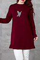 Kuş Baskılı Tunik / Bordo