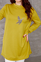 Kuş Baskılı Tunik / Hardal
