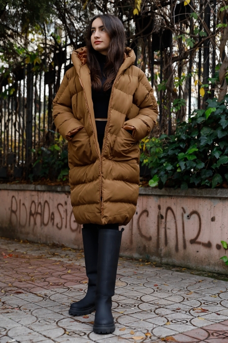 Kapşonlu Salaş Şişme Mont-P-020316