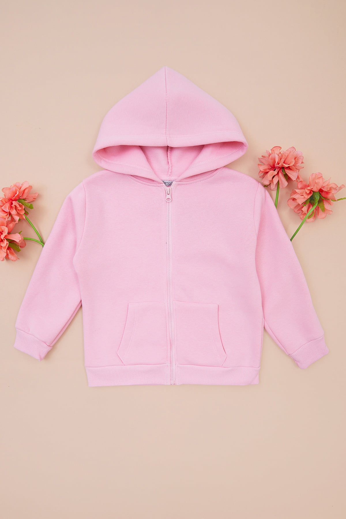 Happy Yazı Baskılı Bisiklet Yaka Kız Çocuk Sweatshirt-Vizon