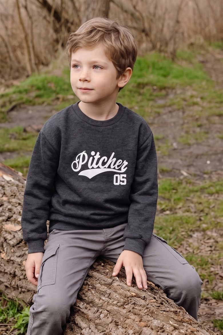 3 İ̇plik Pitcher Yazı Baskılı Erkek Çocuk Sweatshirt