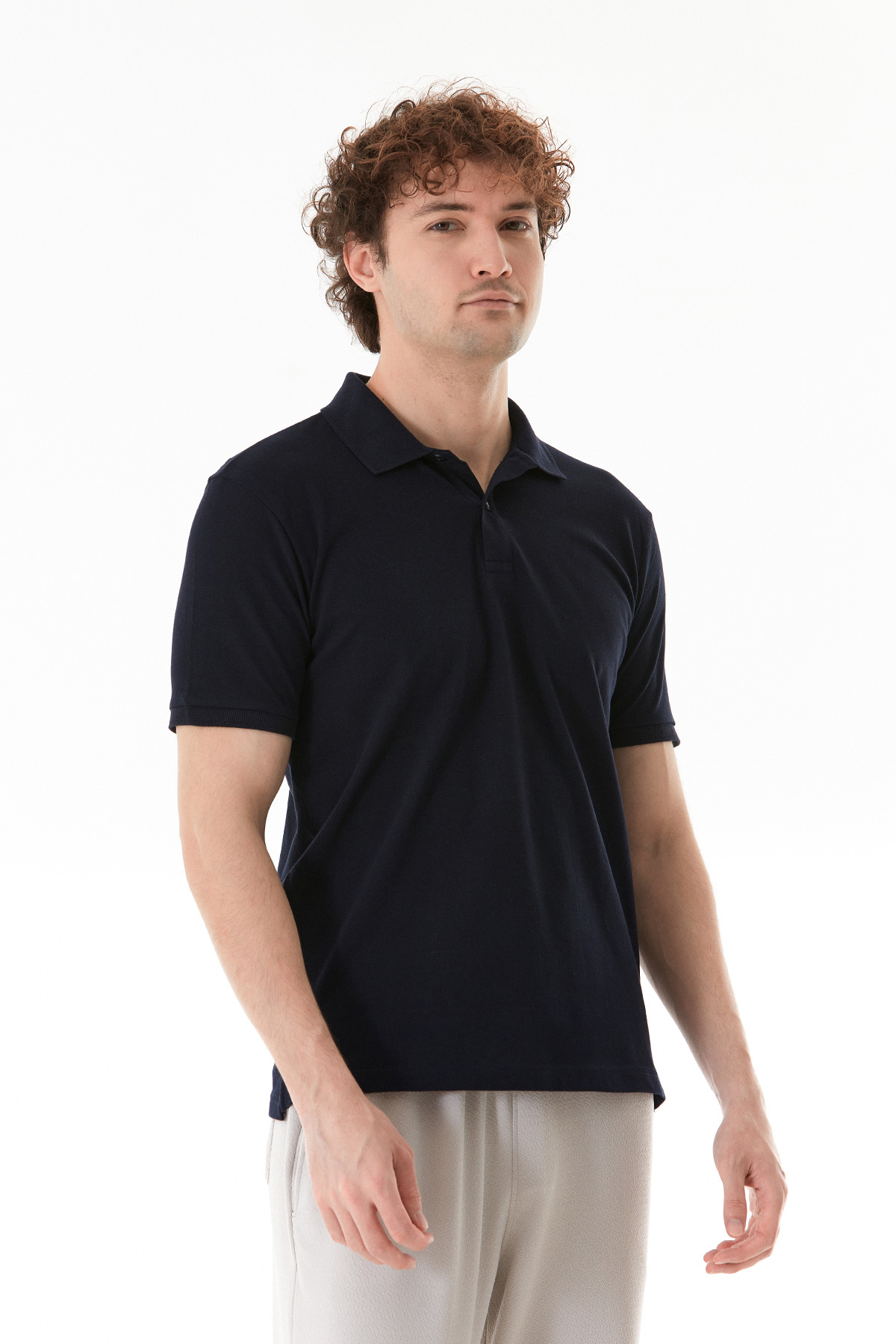 Basic Polo Yaka Tişört-Lacivert