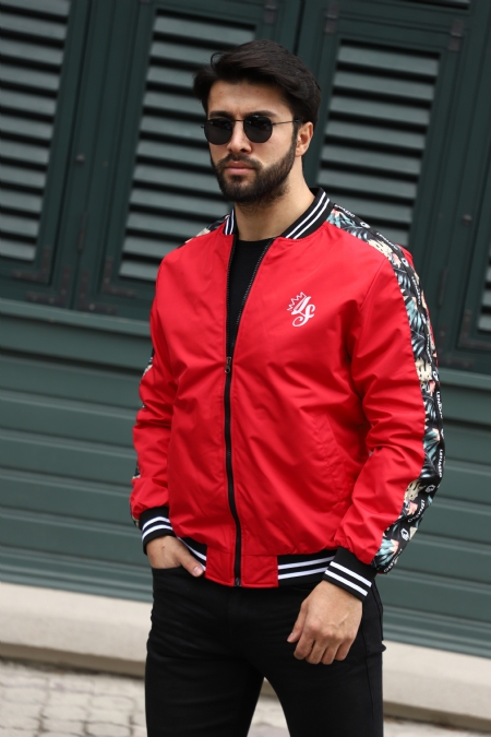 Kolu Çiçekli Şeritli İnce Kolej Mont 19-K7055_