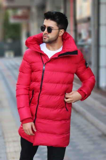 Dik Yaka Şişme Uzun Mont AB-K50078LNS_