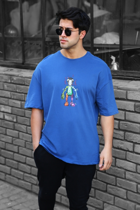 Elektro Robot Baskılı Oversize T-shirt AC-Y36026LNS_