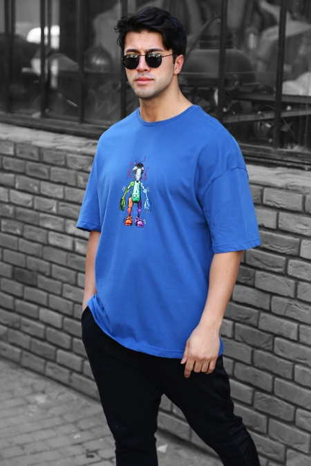 Elektro Robot Baskılı Oversize T-shirt AC-Y36026LNS_