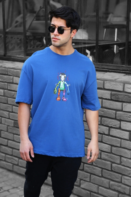 Elektro Robot Baskılı Oversize T-shirt AC-Y36026LNS_