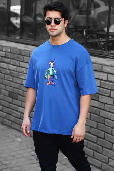 Elektro Robot Baskılı Oversize T-shirt AC-Y36026LNS_