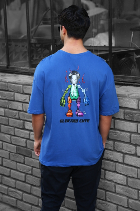 Elektro Robot Baskılı Oversize T-shirt AC-Y36026LNS_