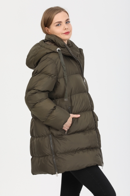 Oversize Kapüşonlu Uzun Şişme  Mont AD-K50320LNW_