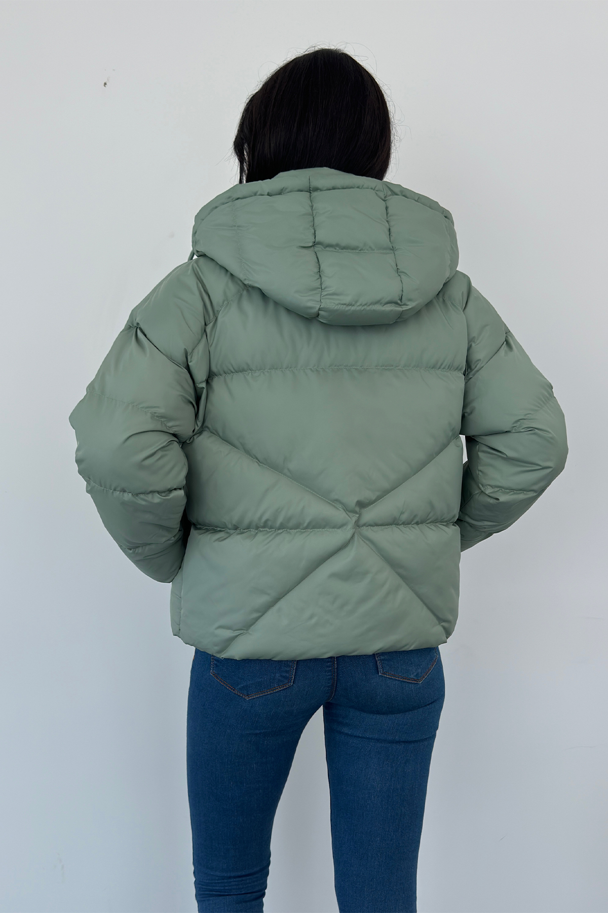 Kapüşonlu Kalın Şişme Mont AD-K50422LNW_