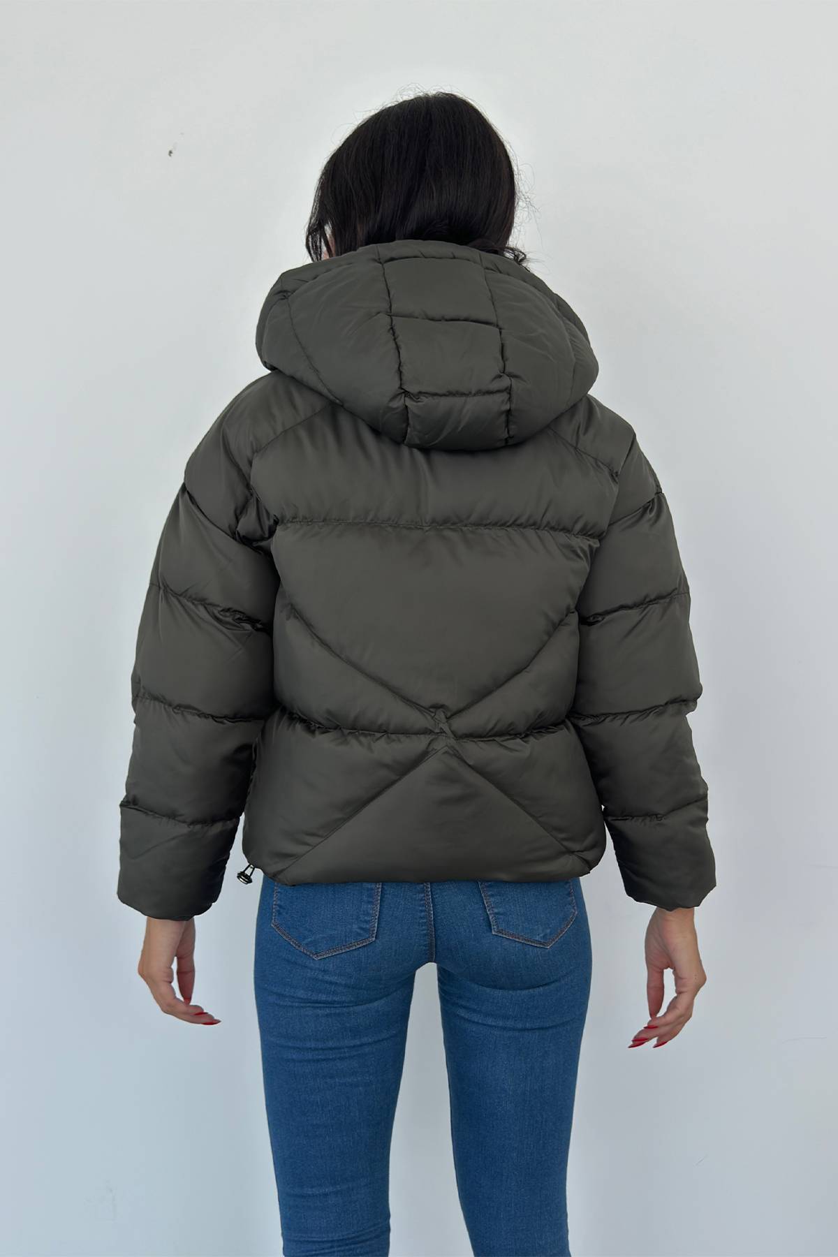 Kapüşonlu Kalın Şişme Mont AD-K50422LNW_