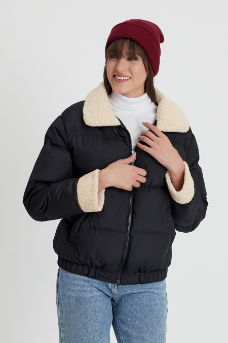 Kürk Yakalı Şişme Mont AD-K50433LNW_