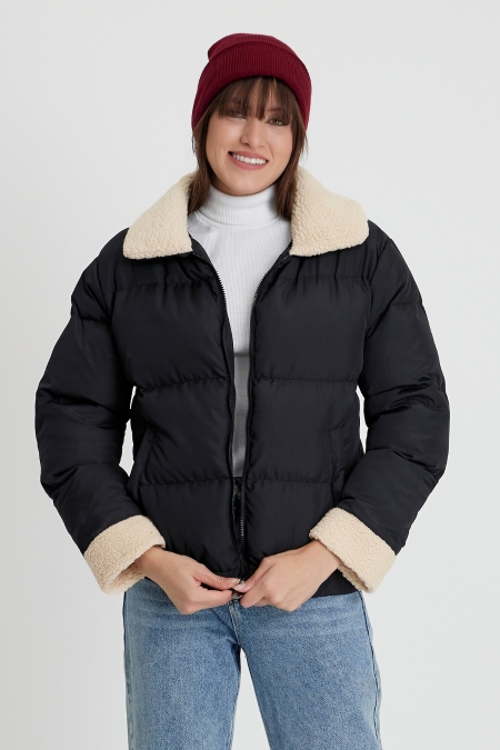 Kürk Yakalı Şişme Mont AD-K50433LNW_