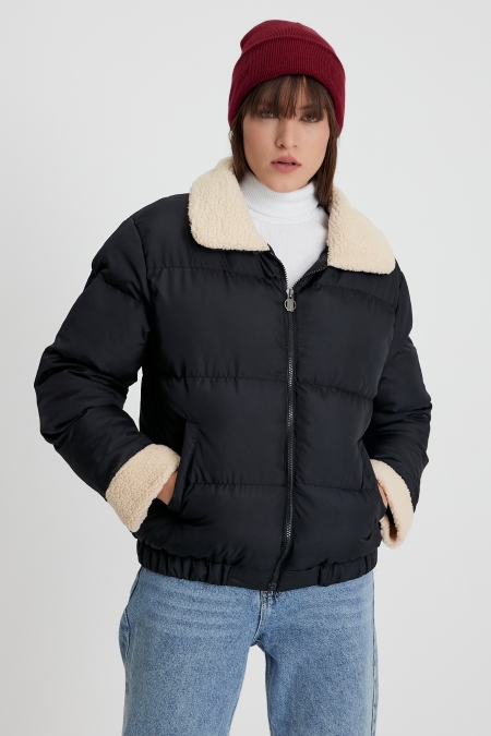 Kürk Yakalı Şişme Mont AD-K50433LNW_