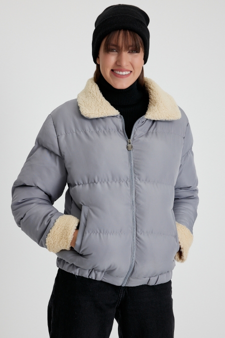 Kürk Yakalı Şişme Mont AD-K50433LNW_