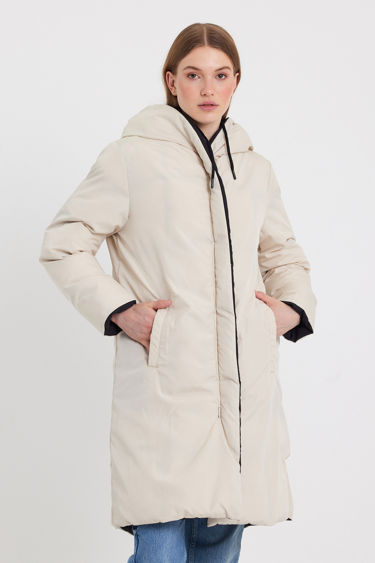 Çift Taraflı Uzun Şişme Mont AD-K50501LNW_