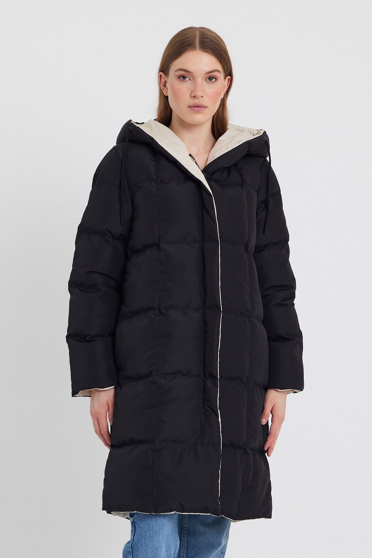 Çift Taraflı Uzun Şişme Mont AD-K50501LNW_