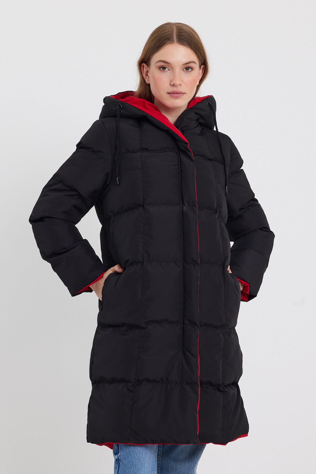 Çift Taraflı Uzun Şişme Mont AD-K50501LNW_
