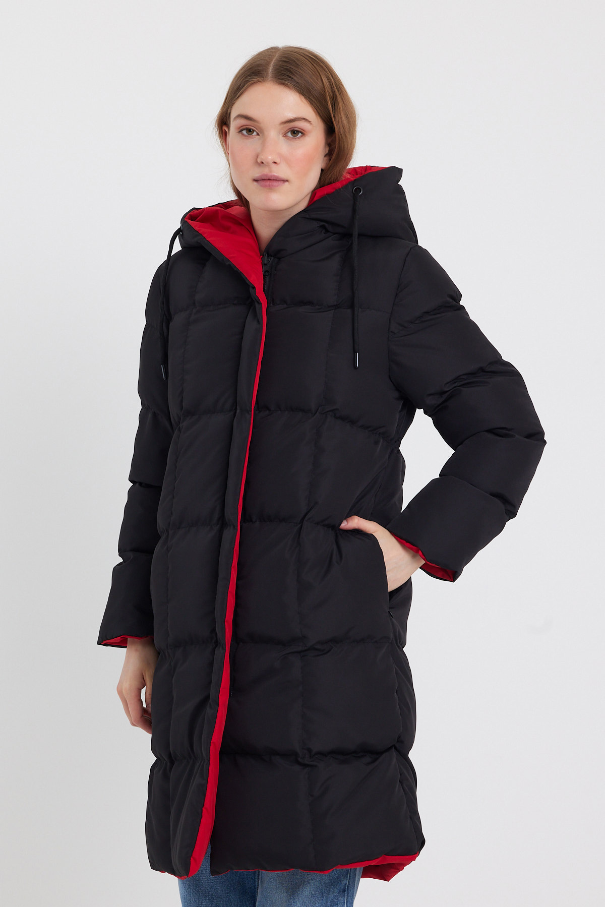 Çift Taraflı Uzun Şişme Mont AD-K50501LNW_