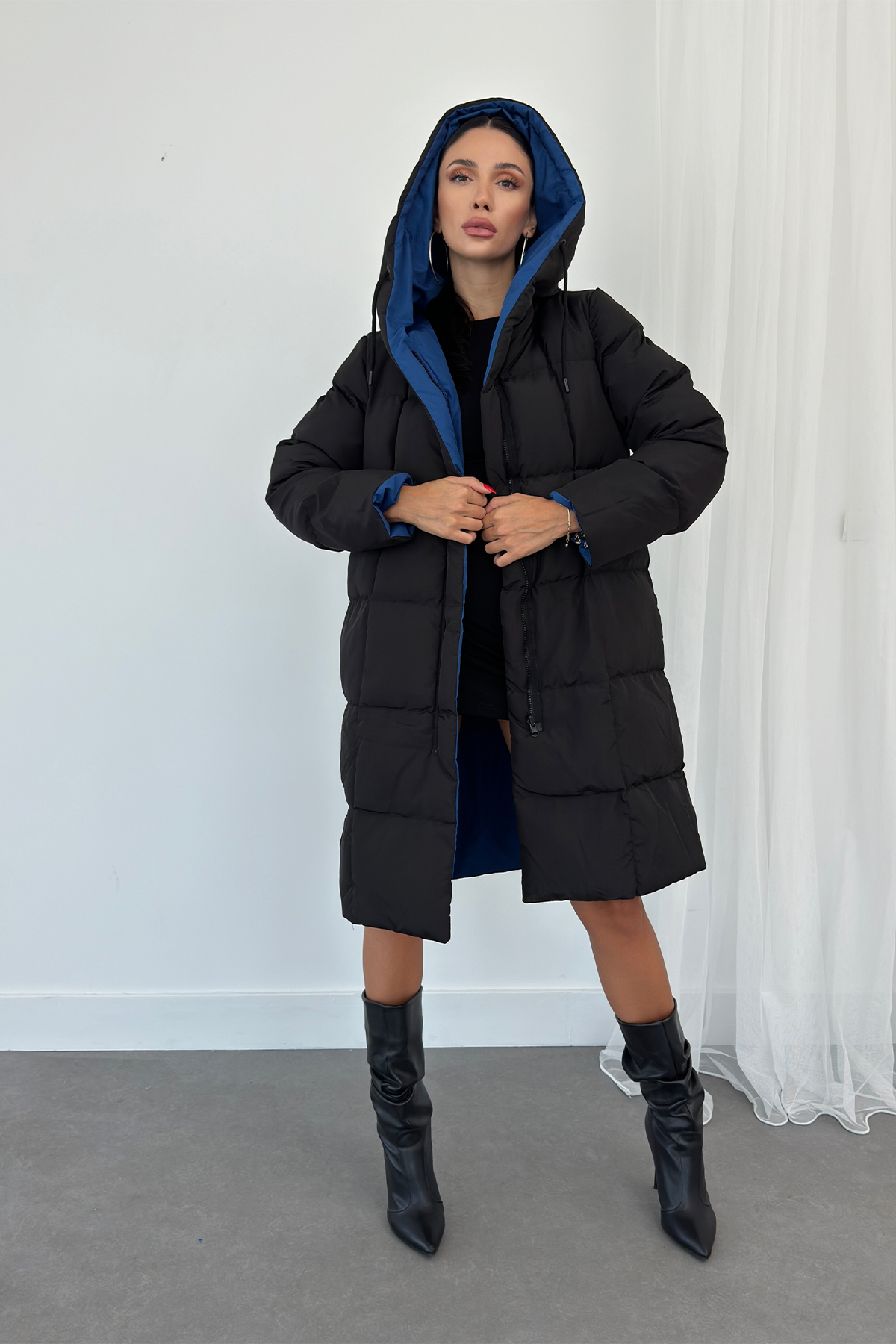 Çift Taraflı Uzun Şişme Mont AD-K50501LNW_